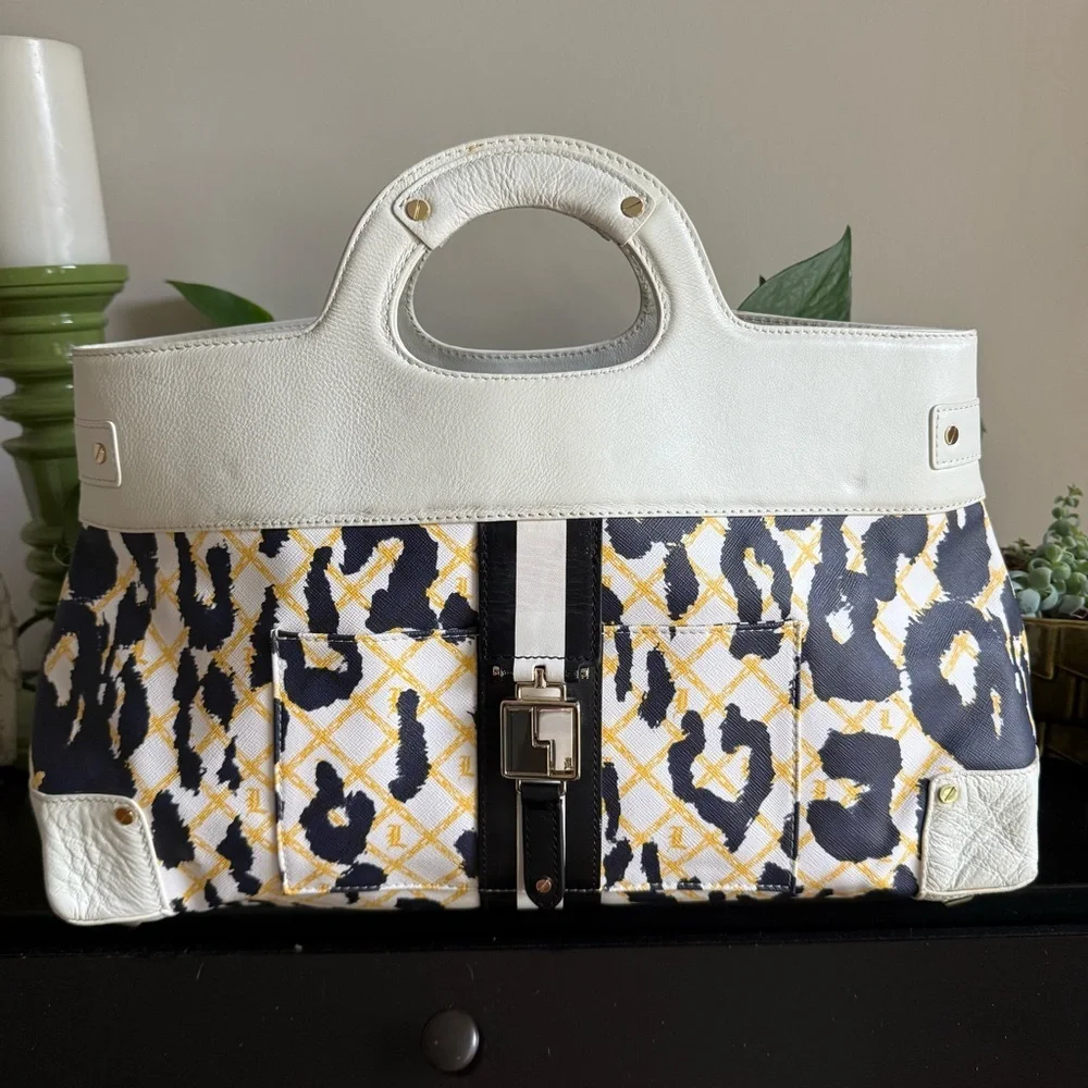 L.A.M.B. Gwen Stefani Vintage Y2K Leather Samburu Coated Cheetah Clutch/Satchel